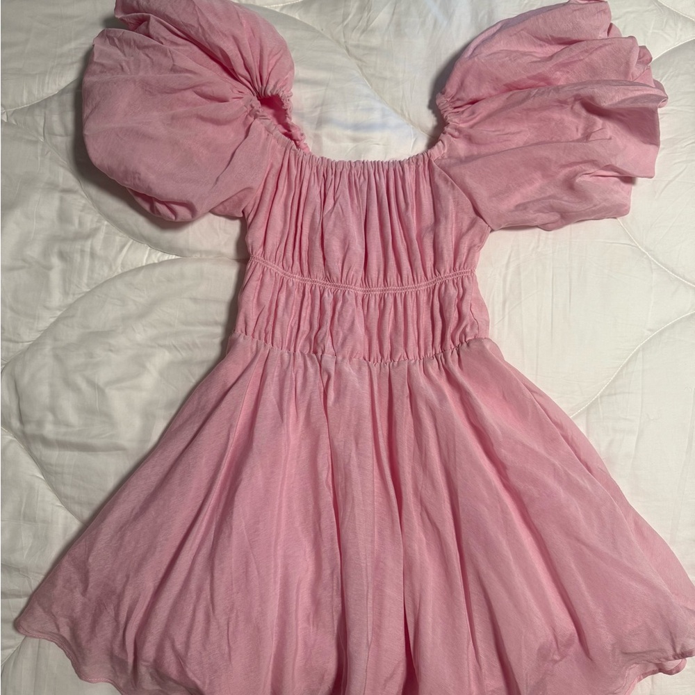 Princess Polly Pink Puff Sleeve Dress Size 4